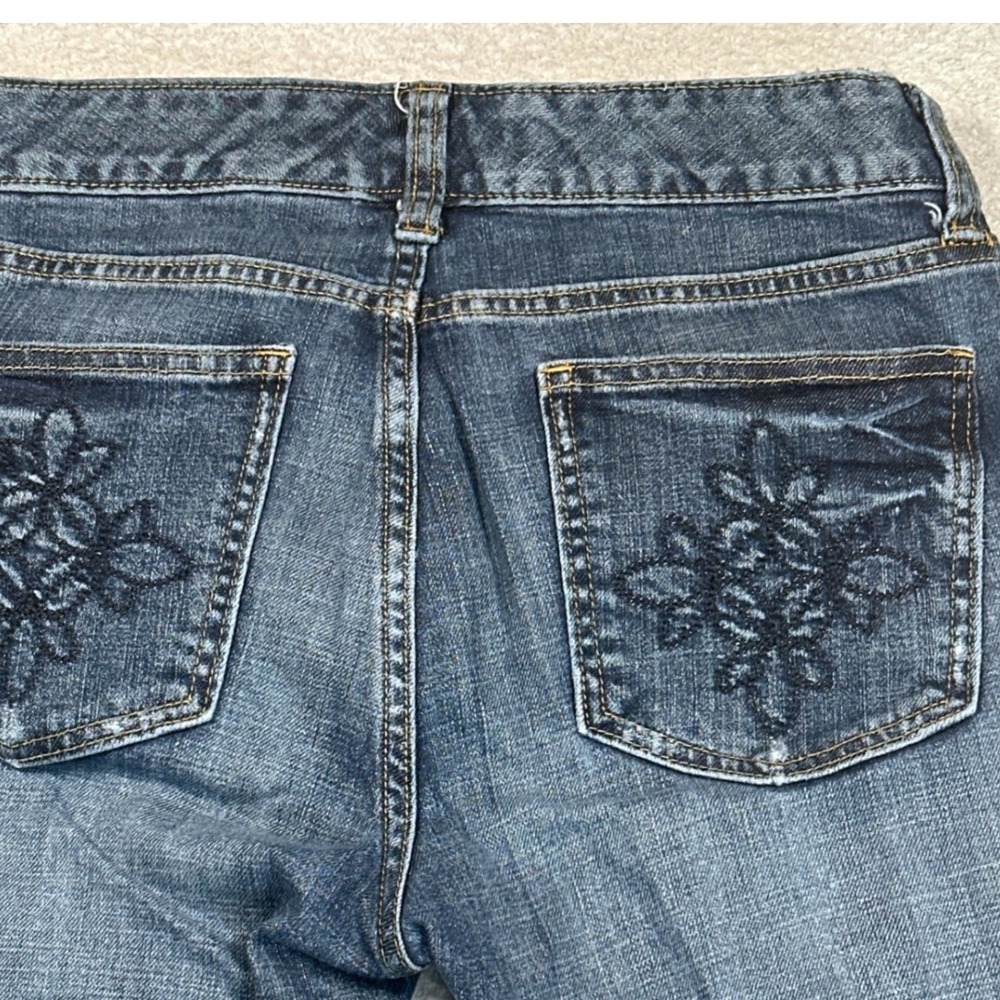 Vintage Y2K Gap Curvy Low Rise Jeans Womens 6 Reg Blue Flare Embroidered Pocket